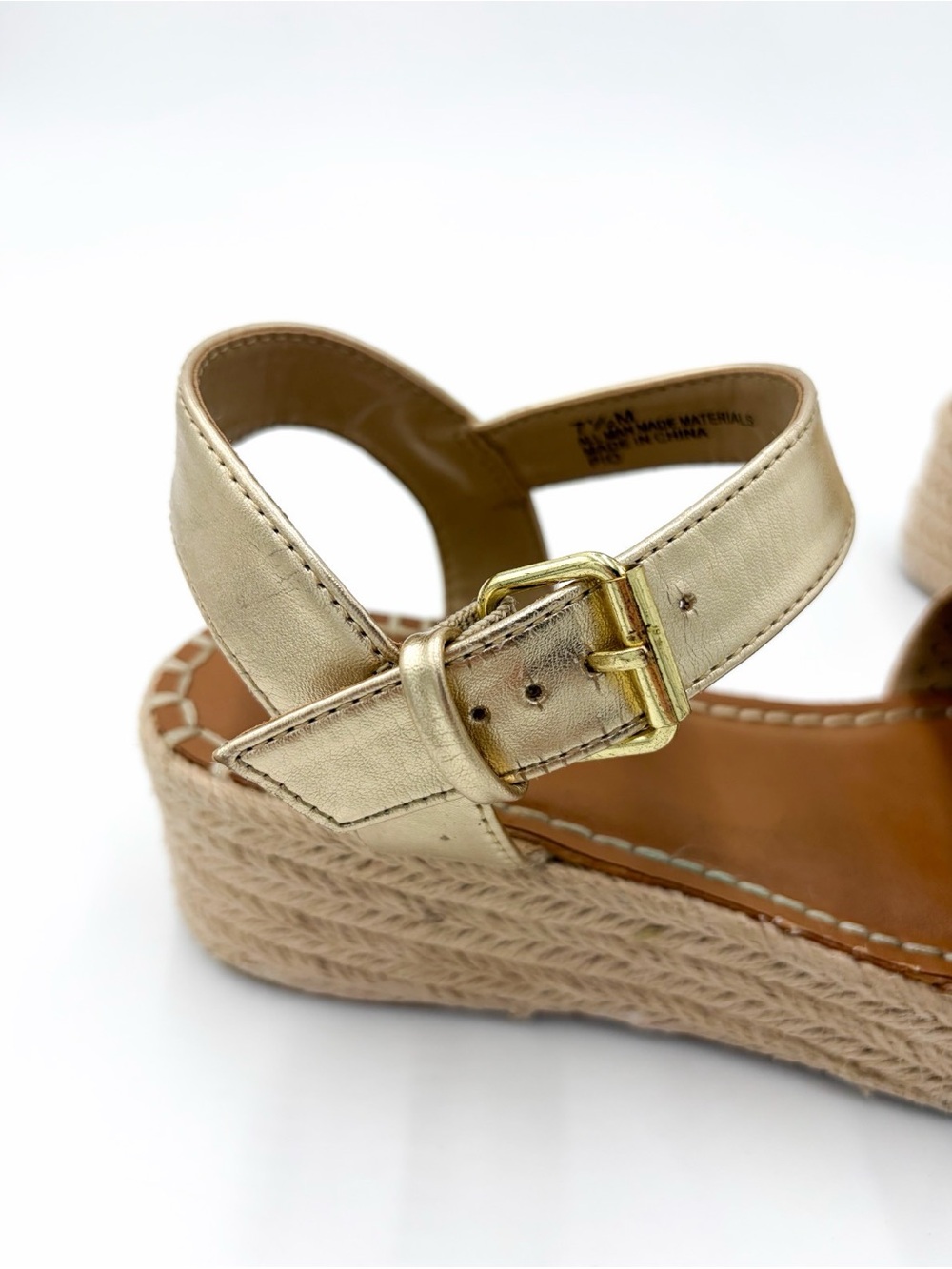 Women’s White Mountain Metallic Gold Espadrille Platform Sandals Size 7.5 - Picture 5 of 13